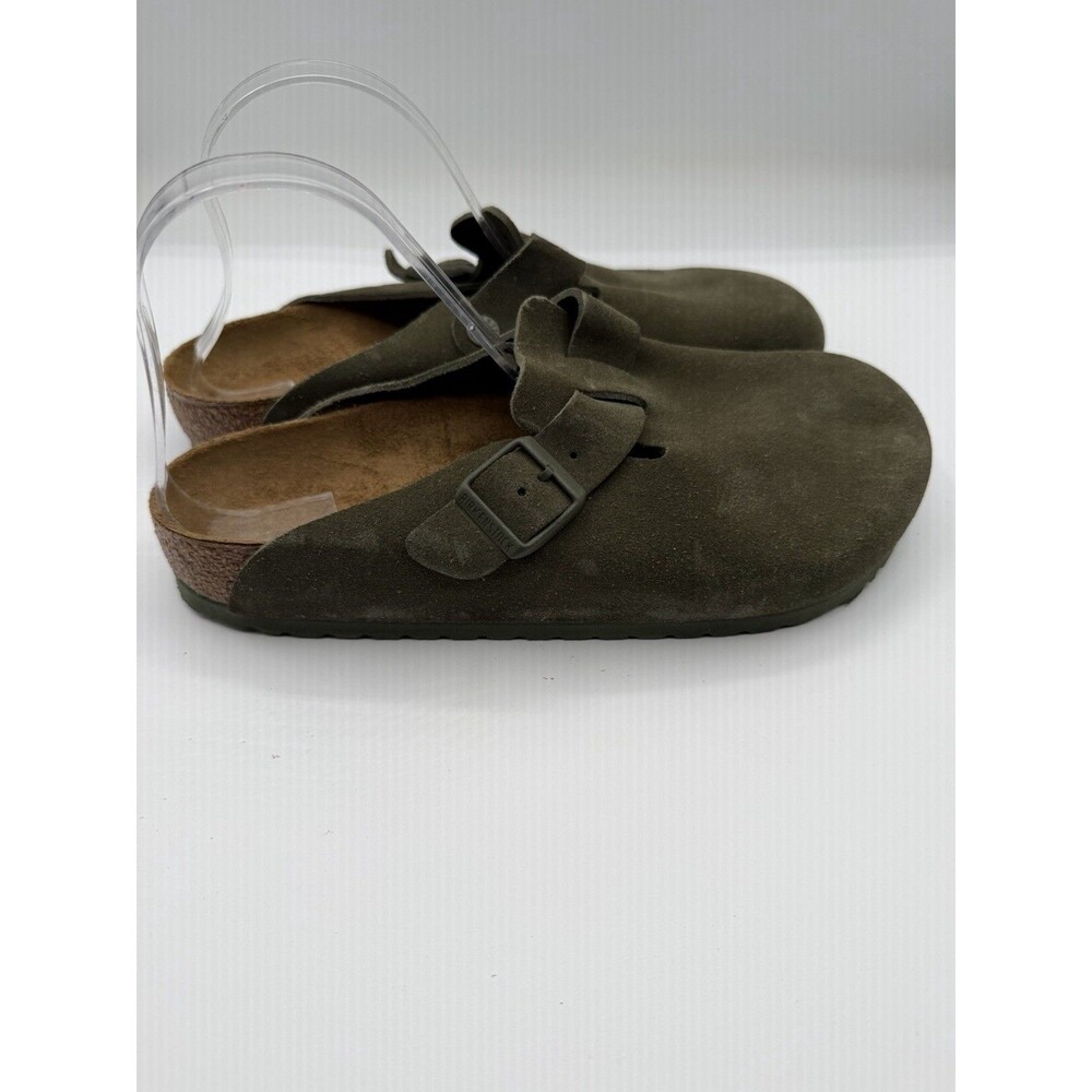 Birkenstock Boston Clogs Shoes Green Leather Unisex Comfy Vacay 41 EU 10 US New